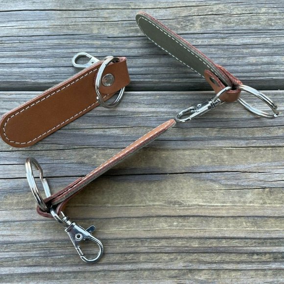 Handmade Key chains Genuine Leather Double Sided Keys Holder Keychains Set of 3 - Picture 9 of 11